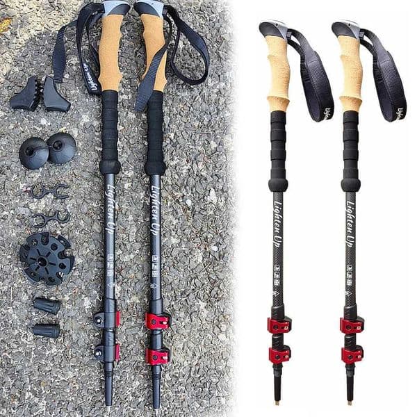 Lighten Up Carbon Fiber Trekking Pole Ultralight High Strength Telescopic Climbing Hiking Multifunctional Walking Stick Z250809 Z260508