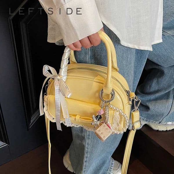 Leftside Cute Sweet Small PU Leather Crossbody Bag Lady Handbags and Purses Women 2025 New in Short Handle Y2K Shoulder Bag Z250808