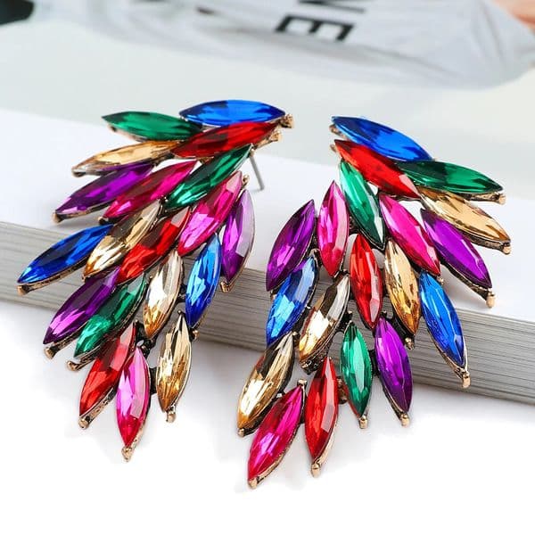 Fashion Colorful Crystal Stud Earrings For Women Charm Trend Sorority Dainty Geometric Ear Nail Christmas Party Jewelry 250808