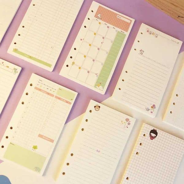 2025 Colored A5 A6 Loose Leaf Notebook Refill Spiral Binder Inner Page Weekly Monthly To Do Line Dot Grid Inside Paper Stationery Z250809