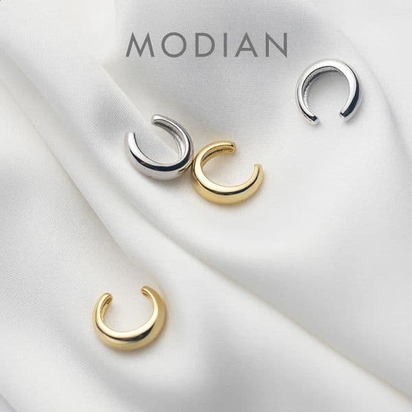 Modian Fashion Minimalist Letter Thick C Shpae 925 Sterling Silver Clips Earring for Women Fine Jewelry Brincos No Pierced Ears 250806BJ