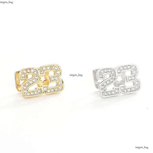 New Micro Pave Zircon Set Double Number 23 Hip Hop Teeth Jewelry