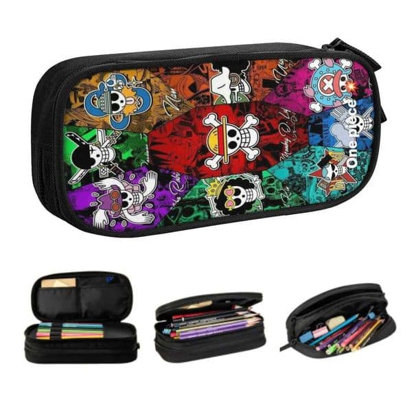 Custom One Piece Pirates Skull Cute Pencil Case Boys Girls Large Capacity Japanese Anime Manga Pencil Pouch Students Stationery W250809