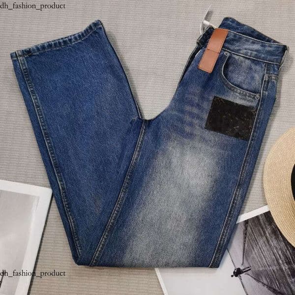 Vuittons High Waist Vintage Floral Jeans for Women Classic Blue Label Commuter Slim Fit Versatile Straight Long Pants 2025 Spring New Style Vittion a9f