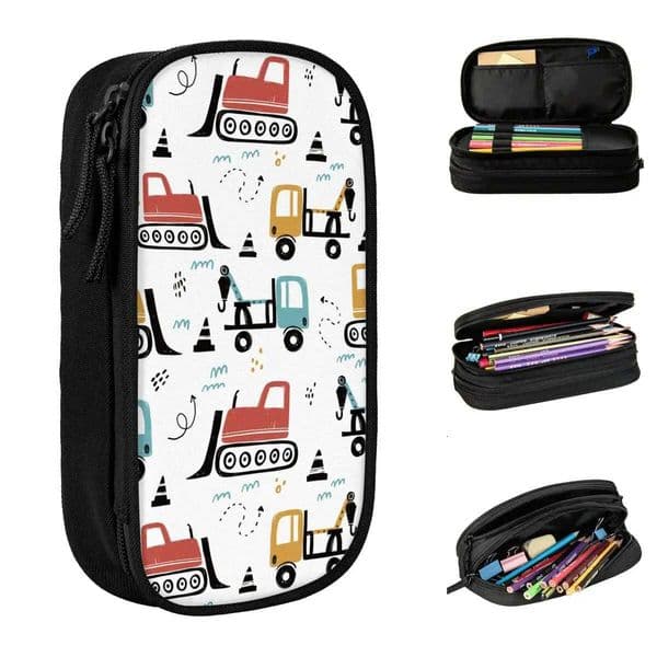 Transport Cartoon Pencil Cases Lovely Excavators Trucks Scandinavian Style Pen Box Bag Kids Students School Cosmetic Pencil Cases W250809