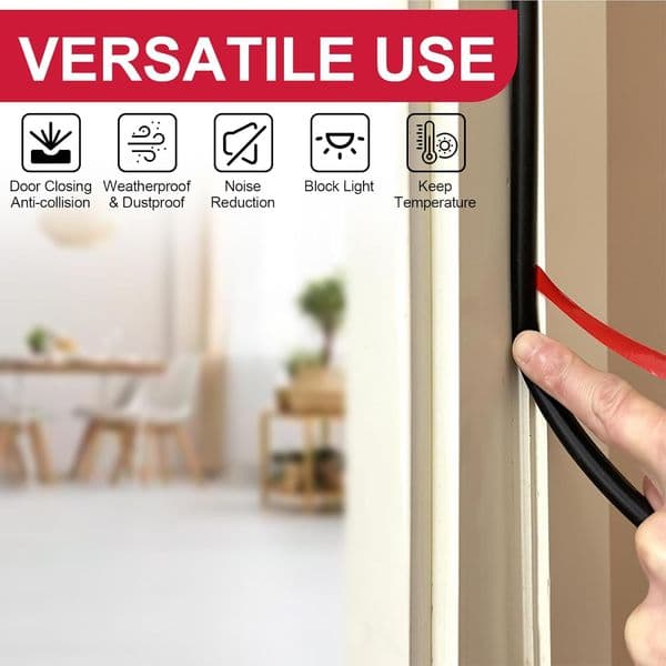 Silicone Door Weather Stripping Door Seal Strip, Self-Adhesive D-Shape Door Insulation Strip for Door Frame& Window
