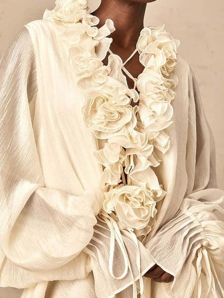 Elegant Flower Patchwork Solid Color Short Dress Casual Fold Holiday Dress 2025 Autumn Women V-neck Lantern Sleeve Banquet Dress 250808