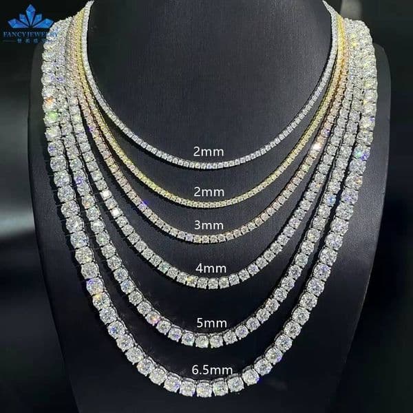 2025In Stock Hip Hop 925 Silver 2mm 3mm 4mm 5mm 6.5mm Moissanite Tennis Bracelet Pass Diamond Test Iced Out Moissanite Jewelry