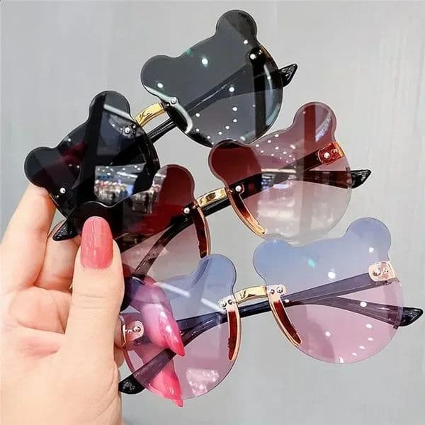 Fashionable Outdoor Travel Skiing Sunglasses Cartoon Bear Sunglassess for Boy Girl Children Rimless Casual Sunglasses UV400 250805