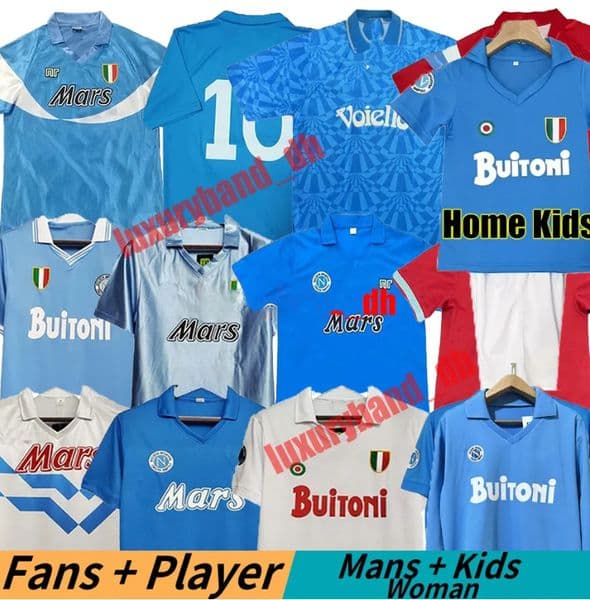 Retro Maradona Napoli Soccer Jerseys 1986 1987 88 89 90 91 93 94 98 2013 2014 Naples Coppa Italia Diego Napule Calcio Classic long sleeves retrio football shirt