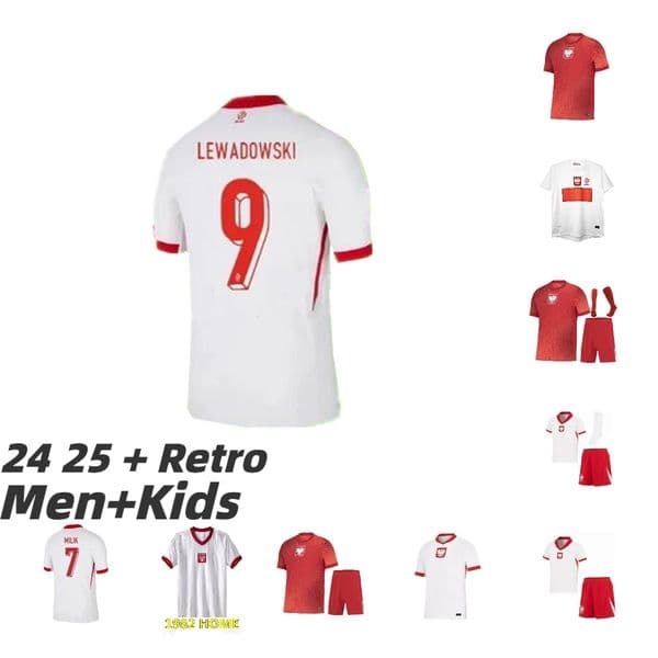 24-25 POLAND Soccer Jerseys National Team Retro 1982 Polonia LEWANDOWSKI MILIK PISZCZEK PIATEK GROSICKI Jersey Football Shirts Home Away Men Kids Kit Uniforms