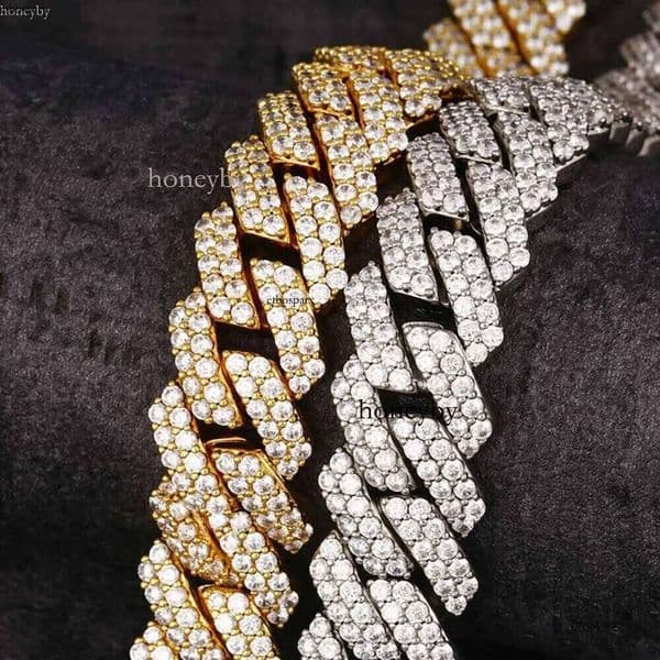 Duyizhao Stock 19mm Full Moissanite Miami Cuban k Chain Necklace Sterg Sier Gold Hip Hop Fashion Jewelry aaa aaa
