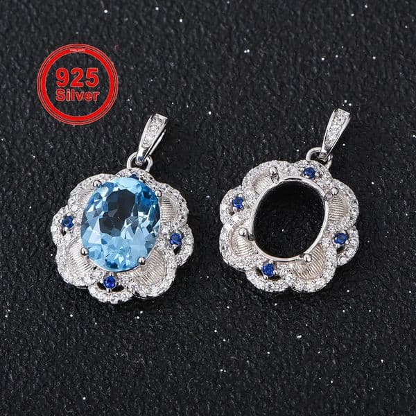 8x10mm S925 Sterling Silver Pendant Setting Customizable DIY Womens Necklace Craft Supplies Bulk Order Jewelry Findings 250806BJ