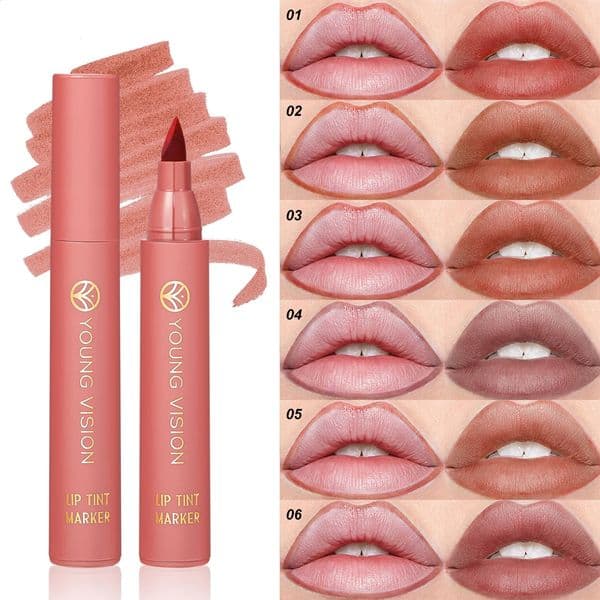 YOUNG VISION Lip Tint Marker Liquid lipstick with Nude Matte Shades Lip Liner and Stick 2-in-1 Long Wearing and Waterproof 250807BJ