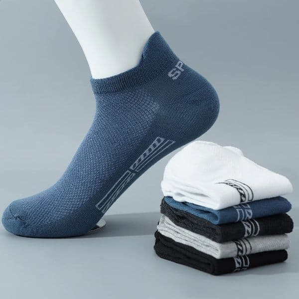 5 PairsLot High Quality Men Ankle Socks Breathable Cotton Sports Mesh Casual Athletic Thin Cut Short Sokken Plus Size 250805BANJIA