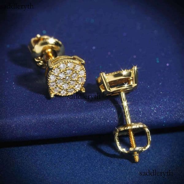 Sier Precision Inlaid Moissanite Pagoda Four Claws 1.0 Hip Hop Earstuds Versatile Popular Jewelry for Men and Women