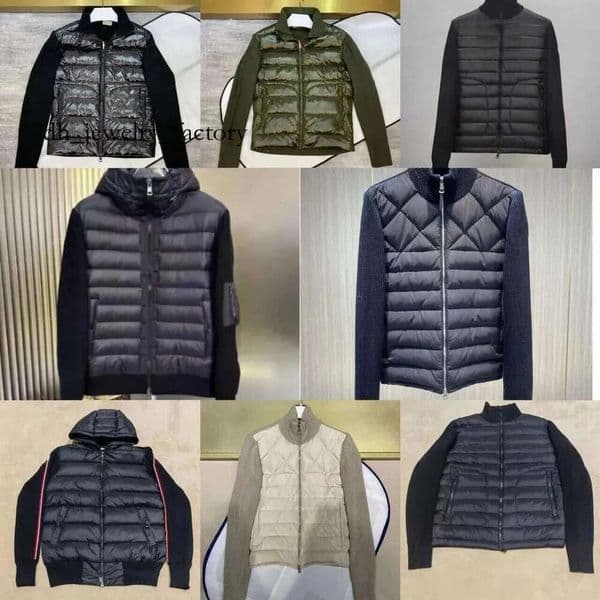 2025 Designer Women Down Parkas Men Embroidered Badge Stand Collar Knitted Splice Sweater Lightweight Down Jacket Sweater Casual Jacket Fluffy Coat Sweater eba 41d