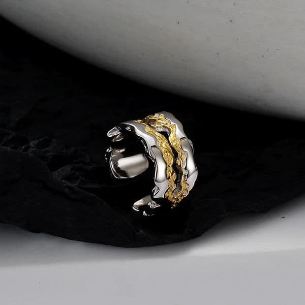 Sweet Cool Girl S925 Sterling Silver Two Tone Ear Clip Wholesale Personalized Original Texture Earrings for Women 250807