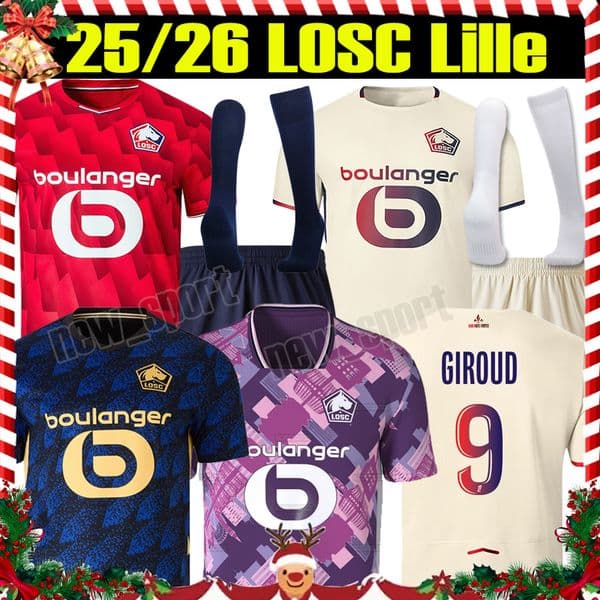4XL 2025/26 LOSC Lille soccer jerseys GIROUD E.ZHEGROVA SAHRAOUI CABELLA MUKAU BENTALEB BAKKER Olympique men kids kit full sets maillots football shirts