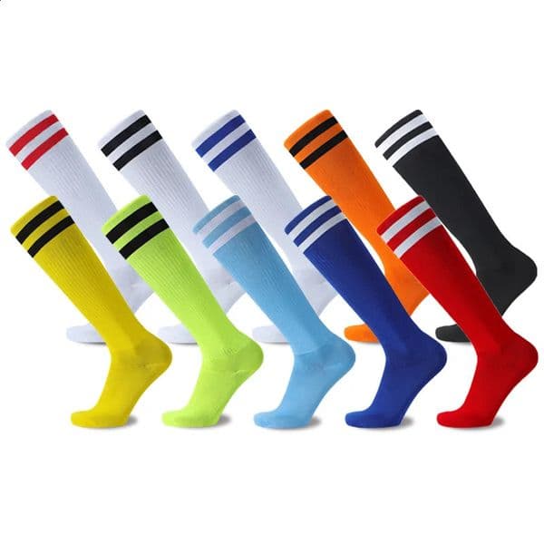 White Black Stripes Football Soccer Socks For Men Teenages Kids Boys Over the Calf Baseball Rugby Athletic Sock Girls 250805BANJIA