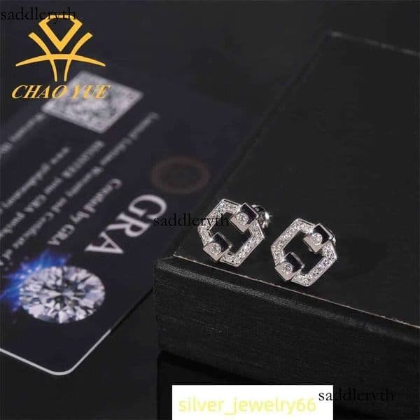 Hot selling jewelry square 2.0mm personalized sier vvs street mens and womens fashionable earrings