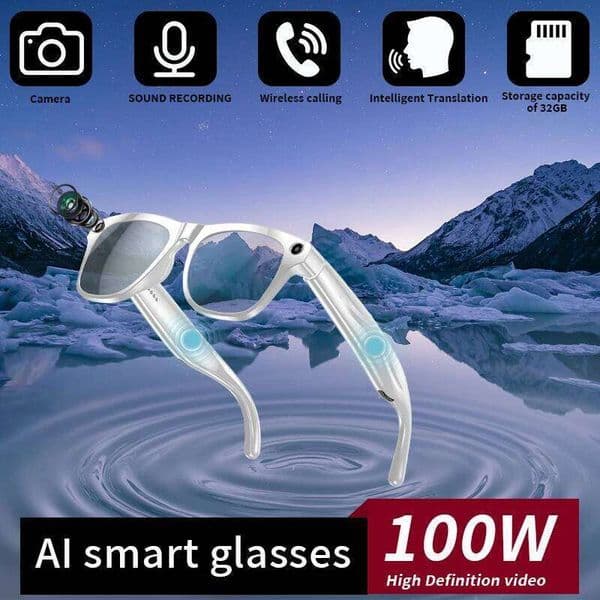 LIGE AI Smart Glasses 100W Anti-Shake Camera Bluetooth Voice Call Translate 260Mah Battery Music Touch Sunglasses For Men Women