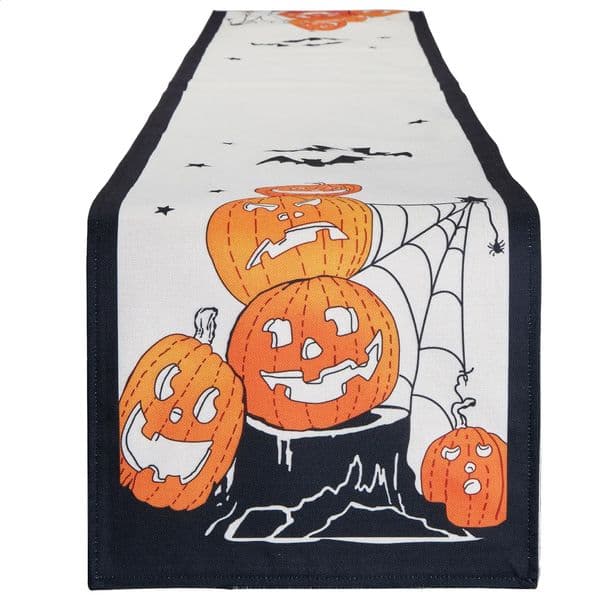 13 x 70Halloween Table Runner Cotton Linen Table Runner Jack-O-Lantern Pumpkin Decorative Washable Tablecloth 250805
