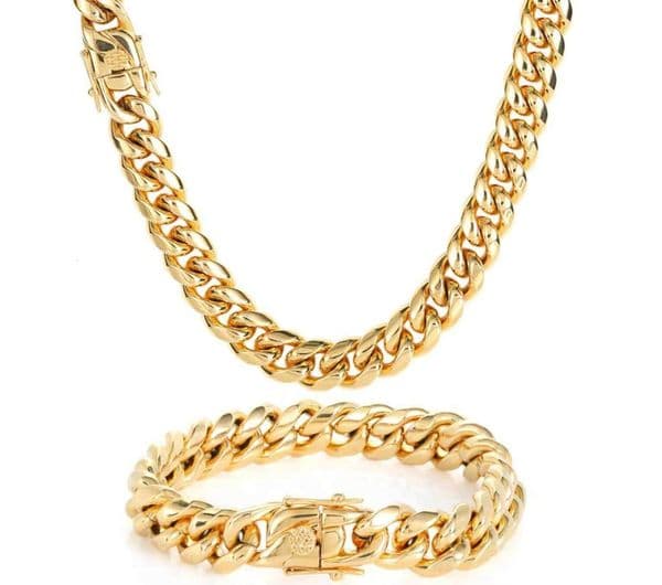New 18K Gold Plated Sterling Silver 14K 18K Gold Chain Customizable 6-18mm Tarnish Free Monaco Necklace Miami Curb Link Cuban Chains