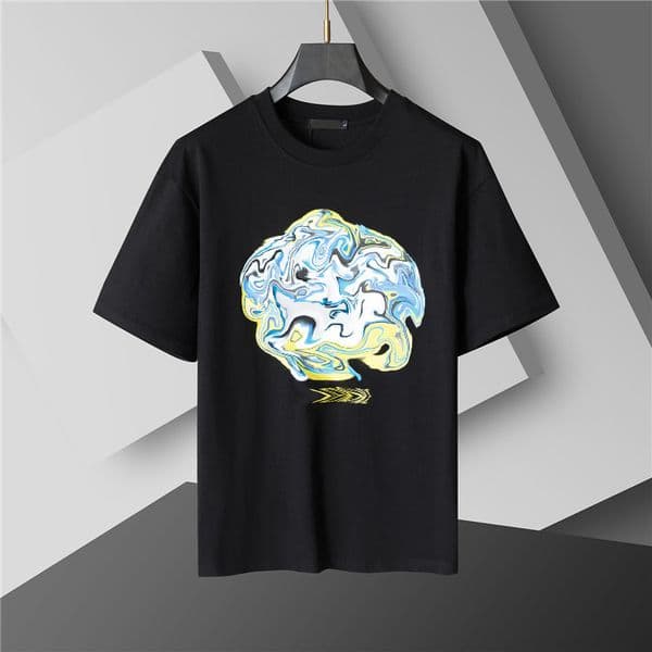 Fashionable men's T-shirt, round-neck pullover, letter short-sleeved T-shirt, diamond pattern, printed shirt, summer casual short-sleeved shirt, Asian size M-3XL #22