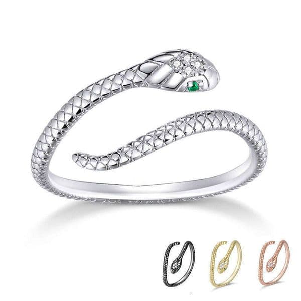 DHcollections Aifule Zodiac Year Personality Snake Pure Silver Women, Elegant Fashionable Ins Style Ring Jewelry for Women
