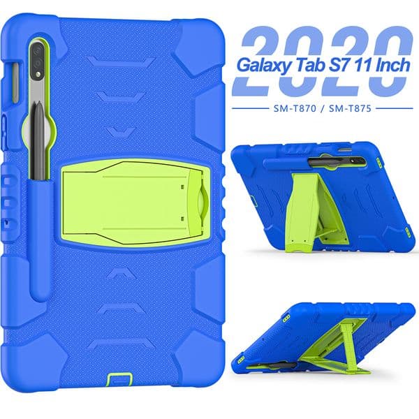 Case for Samsung Tab S7 11inch(2020)T870/T875 / S8 11"(2021) X700,Tablet Cases Kickstand Built-in Stand,Heavy Duty Shockproof Rugged Protective Case Cover (Black)(PET Film)