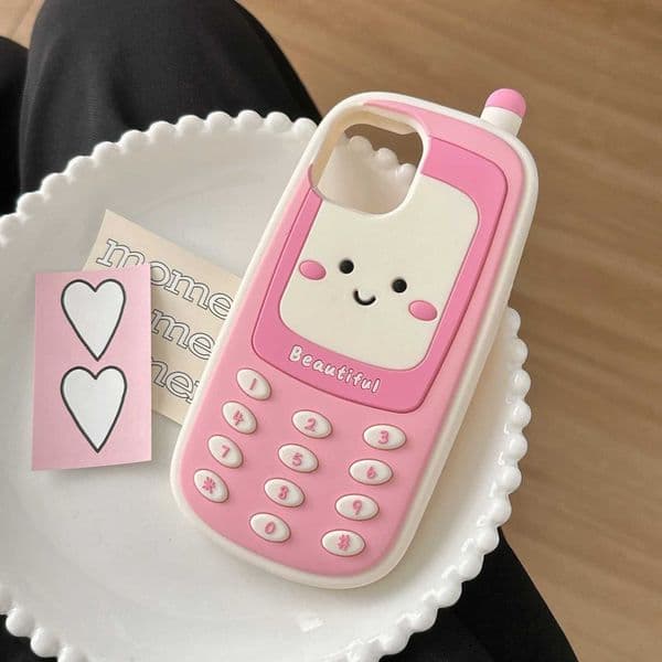 New Cartoon Cute Pink 3D Phone Shape Mobile Phone Case Silicone Protective Cover for 12 13 14 15 16 Pro MaxXJ250811