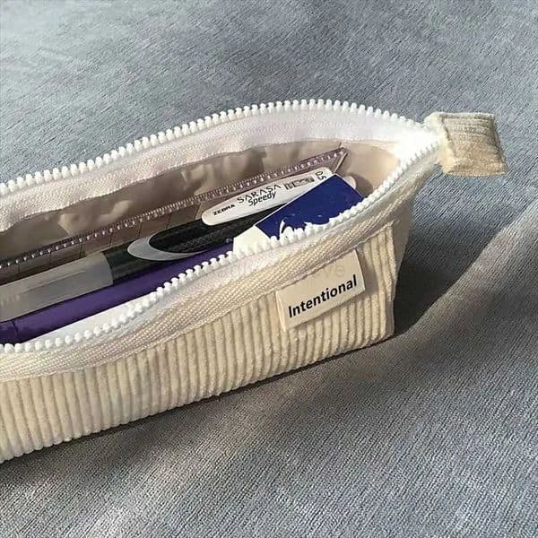 Creative Corduroy Pencil Case Large Capacity Zipper Toiletry Bag INS Style Pen Bag Student Gift M250811