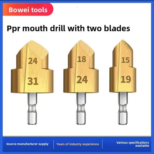 Two-Blade Hexagonal PPR Threaded Bit 20/25/32 Step Water Pipe Multi-Layer Cap Drill