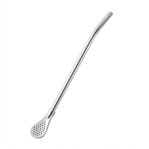 Stainless Steel Straw Spoon Mate Tea Filter Straw Spoon Flower Tea Coffee Stirring Spoon Removable Tip