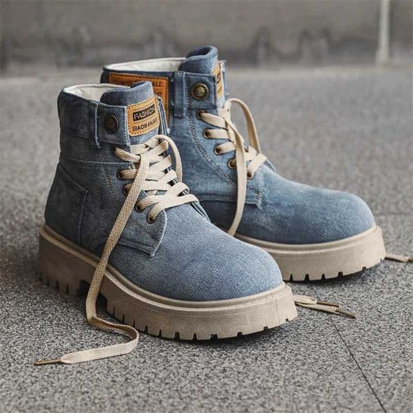 Autumn Spring Boots Mens English Denim High-Top Vintage Biker Mid-Top Platform Work Ankle Boots M1121 W250811