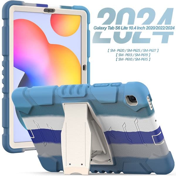 Case for Samsung Tab S6 lite 10.4"(2024)P615/P619/P620/P625/P627,Tablet Cases Kickstand Built-in Stand,Heavy Duty Shockproof Rugged Protective Case Cover (Black)(PET Film)