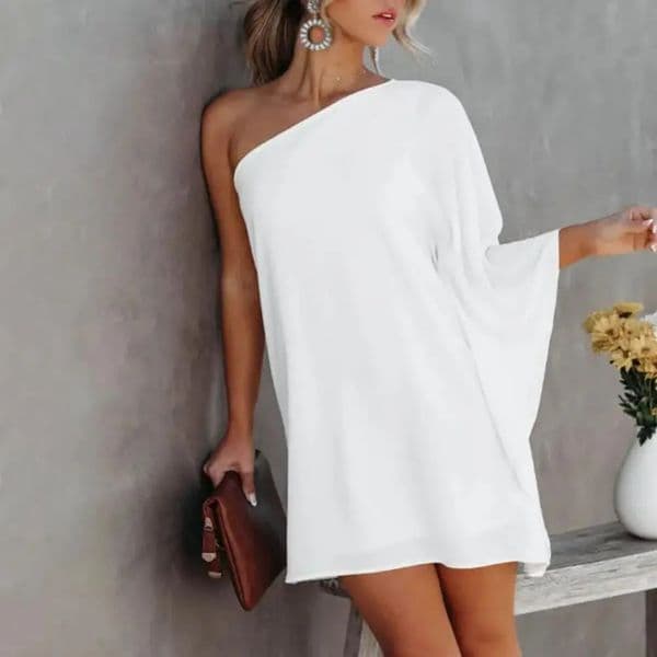Party Dress Sexy OneShoulder Long Sleeve Halter Loose Irregular Sundress CoverUps Elegant Women Gradient Color Beach 250811