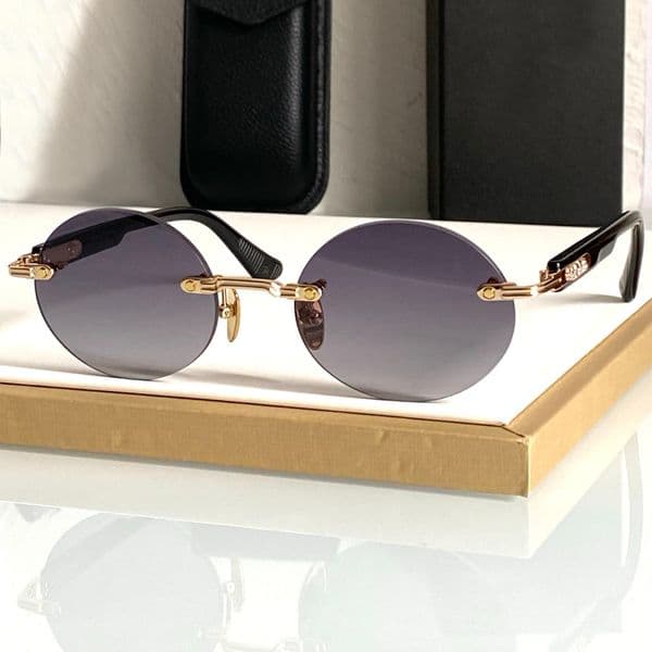 Rimless Round Sunglasses Gold Grey Gradient Lens Deep Glasses Women Men Summer Shades Designer Sunglasses UV400 Eyewear Protection