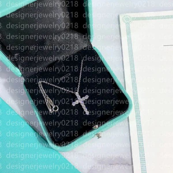 Designer necklace silver jewelry diamond high quality cross design necklace for woman girl Christmas gift