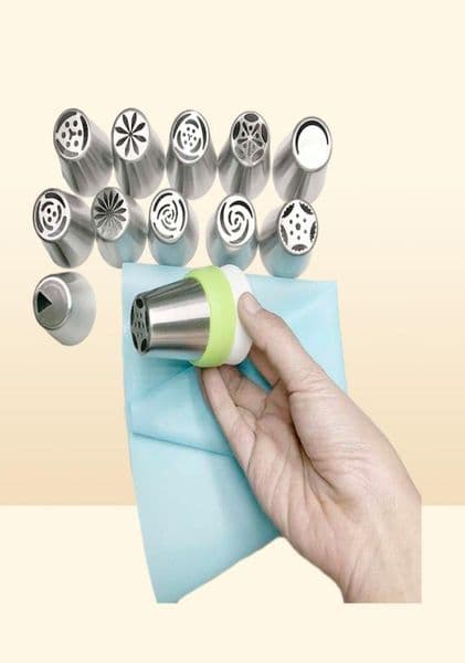 14Pcset Russian Tulip Icing Piping Stainless Steel Flower Cream Pastry Tips Nozzles Bag Cupcake Cake Decorating Tools 2012688078 B2
