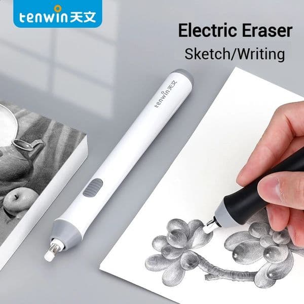 Tenwin Adjustable Electric Rubber Eraser With Rubber Refills Battery Power For Sketch Drawing Erasing School Stationery Supplies 250805