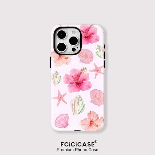 Fcicicase Case For 16 Pro Max 15Pro 14 13 12 11 Anti-fall Acrylic Magnetic Double-layer Flower Starfish Conch Shell CoverXJ250811