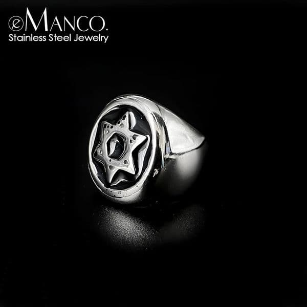 Stainless Steel Men Hip hop Star of David Rings fashion vintage Hexagram Ring jewelry 250812