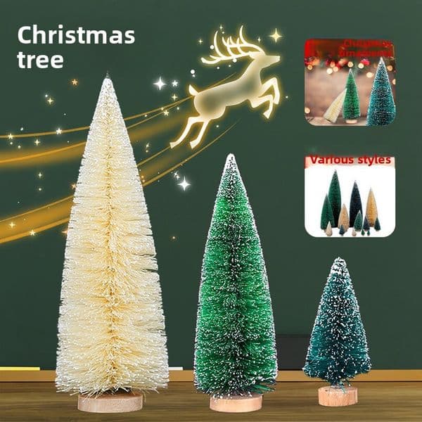2026 New New Sisal Silk Small Desktop Ornament White Mini Christmas Tree Window Decoration Designer