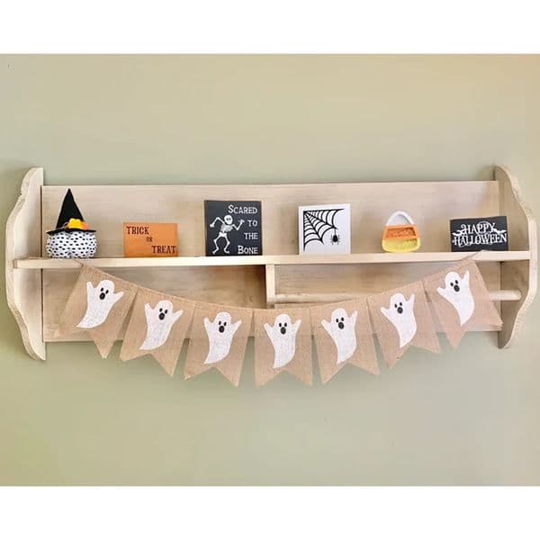 Cute Ghost Burlap Banner Halloween Party Pendant Spooky Season Home Wall Accessories Fall Holiday Gifts Fireplace Decoration 250806
