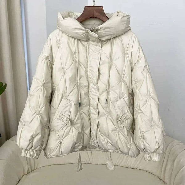 Designer Clothing 2025 Autumn Winter Korean Style Loose Warm Hooded Women's Thickened 50% White Duck Down Jacket Coat