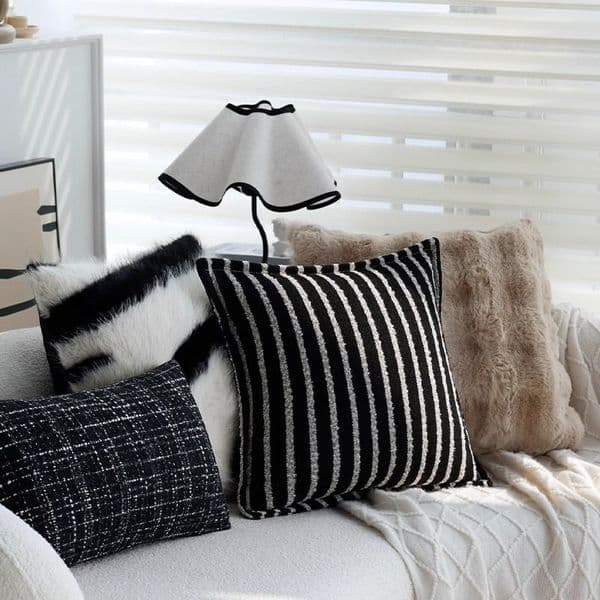 Designer French Light High-End Ins Black And White Luxury Living Room Modern Sofa Simple Pillow Bedside Nordic Cushion (not including Insert)