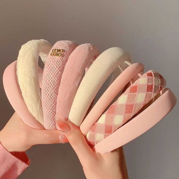Fashion Solid Color Wide Side Hairbands for Women Korean Simple Charm Plaid Hairbands for Washing Face Daily Wear Hair Accessories X250812
