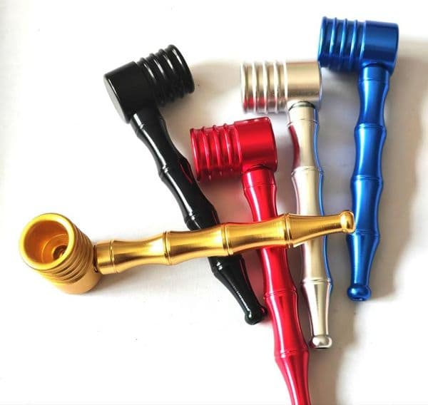 Smoking Pipes Bamboo shaped aluminum alloy cross-border pipe, portable filter metal pipe